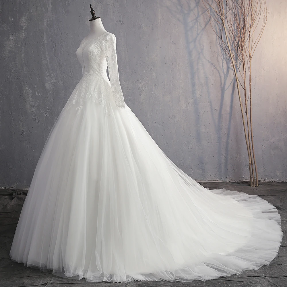 Fansmile Vestido De Noiva винтажное длинное бальное платье для процессии свадебное платье на заказ Плюс Размер свадебное платье FSM-593T