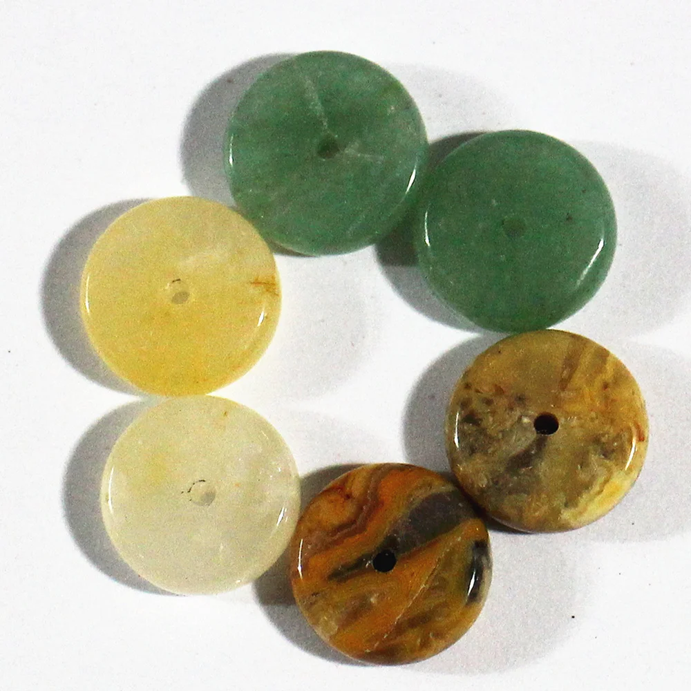 Лидер продаж 2018 модные плоские круглые бусины из натурального камня для