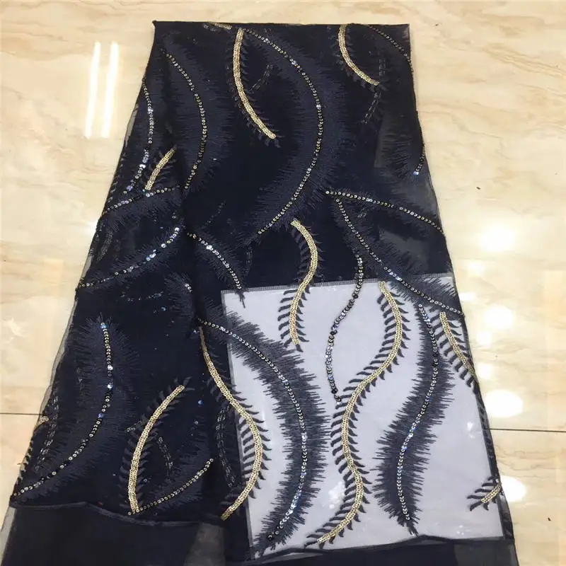 Африканская Тюлевая кружевная ткань 2019 вышитая в нигерийском стиле Свадебная