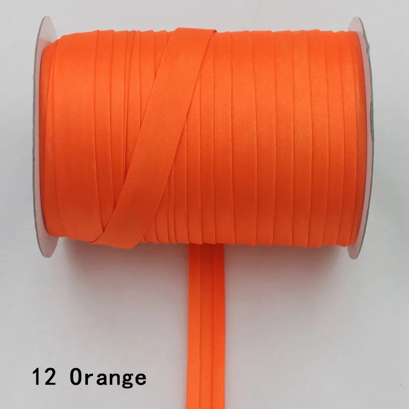 12 orange 100 ярд полиэстер 5/"(15 мм) атласная косая лента косая Привязка сплошной цвет для пошив одежды «сделай сам» и обрезки - Цвет: 12 orange