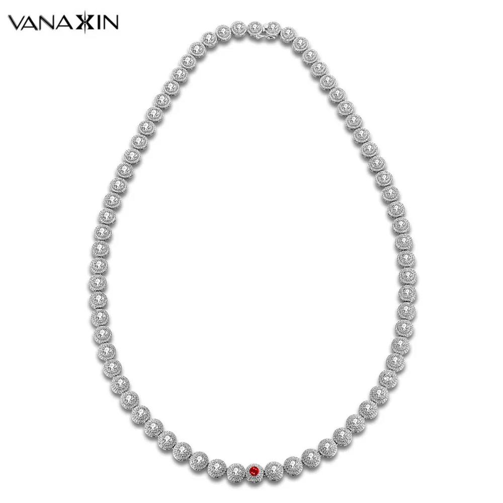 VANAXIN 925 пробы серебряные ожерелья AAA Bling CZ серебряное ожерелье женские роскошные ювелирные изделия Женская помолвочная теннисная цепь