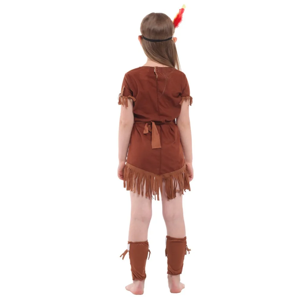 

Kids Girls Halloween Native Amerian Costume Indian Princess Dress Brave Warrior Outfit