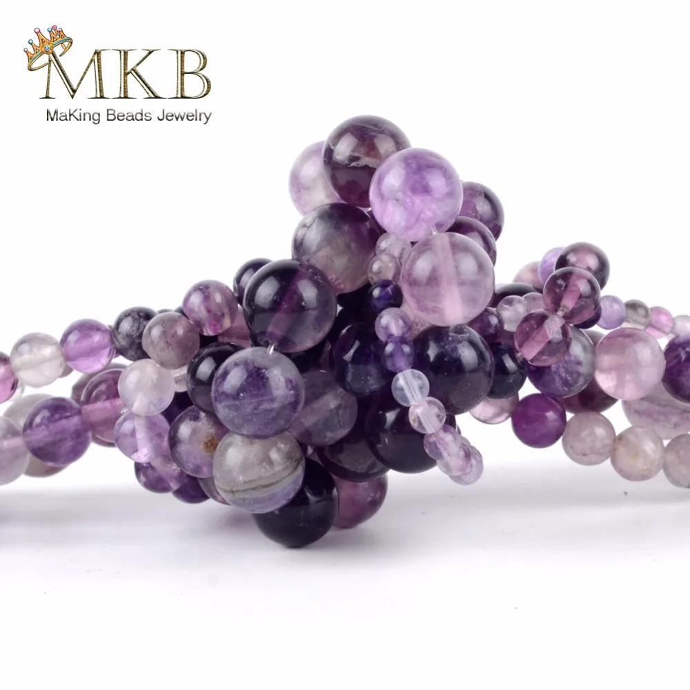 Natural Round Purple Fluorite Stones Loose Beads For Jewelry Making 4 6 8 10mm Gem Diy Bracelet Jewellery Accessories | Украшения и