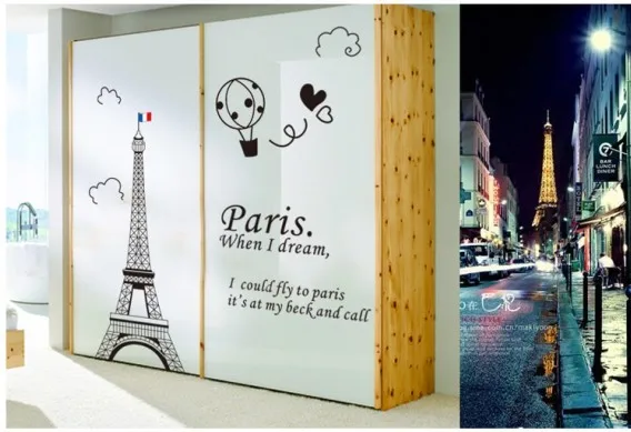 Когда я мечтаю Эйфелева башня мир символ города настенные наклейки декоративный