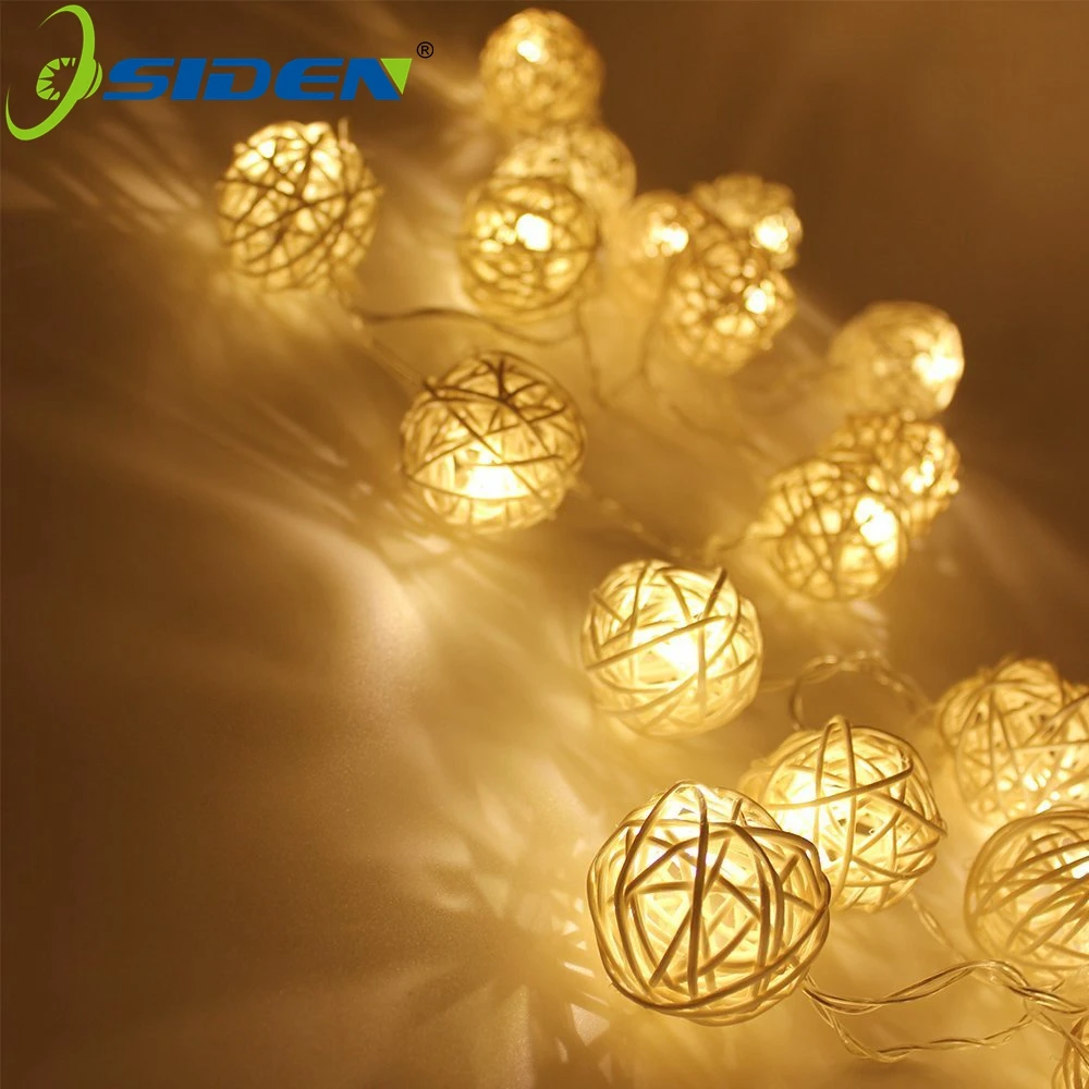 OSIDEN ротанга Ball5M 20 LED ЕС/США теплые белые светодиодные гирлянды освещение Праздник