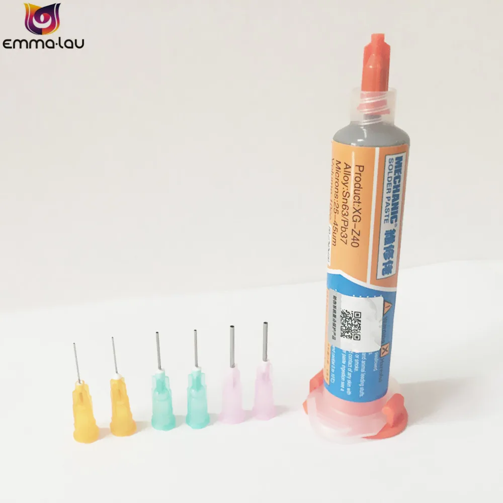 

10cc Original HK MECHANIC Sn63/Pb37 Solder Paste XG-Z40 No-Clean Flux Solder Paste BAG Chips Repair Tools With 6 Needles