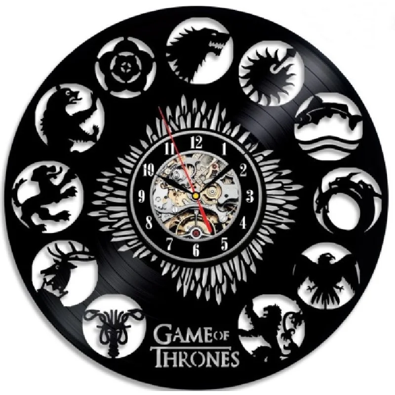 Виниловые часы Wandklok Horloge Murale настенные с изображением героев игры престолов