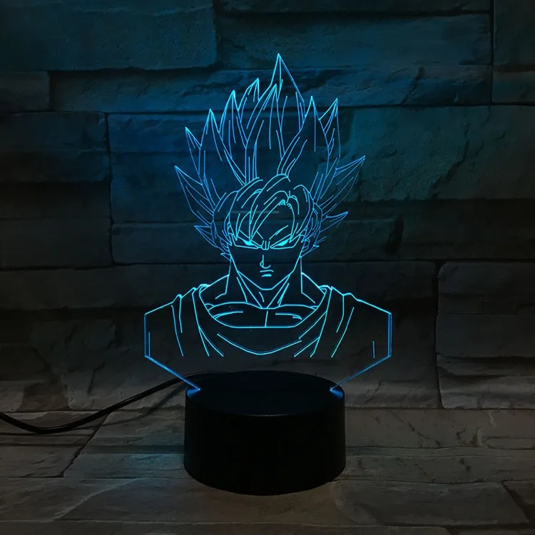 Мультфильм Dragon Ball Z Супер Сон Гоку фигурка светодиодный 3D лампа Иллюзия детский ночной Светильник Kamehameha детские игрушки стол