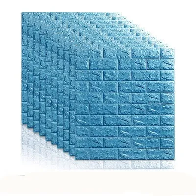 Небесно-голубой 70*77 3D кирпичные настенные наклейки DIY самоклеющийся Декор пенопластовое водонепроницаемое покрытие для стен обои для телевизора фон для детской гостиной - Цвет: Небесно-голубой