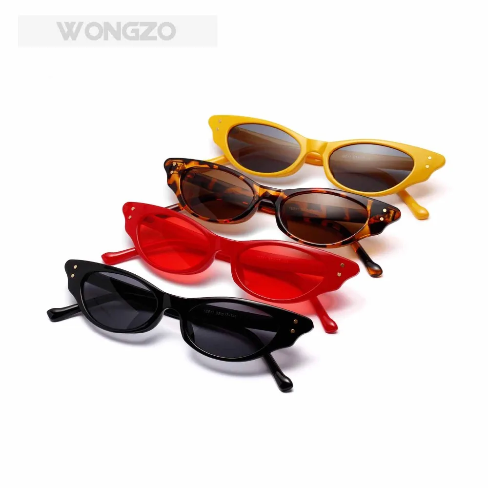 WongZo Personalized party Daily glasses Small border cat eye color sunglasses Retro Sun protection for women UV400 | Аксессуары для
