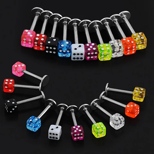 20 Шт. Смешанные Cube Dice Губ Уха Шпильки Кольца Tragus Лабретка Пирсинг Бары BE5C|ear studs|stud