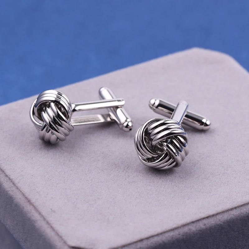 Запонки с узлом для мужчин золотые серебряные черные запонки костюма рубашка