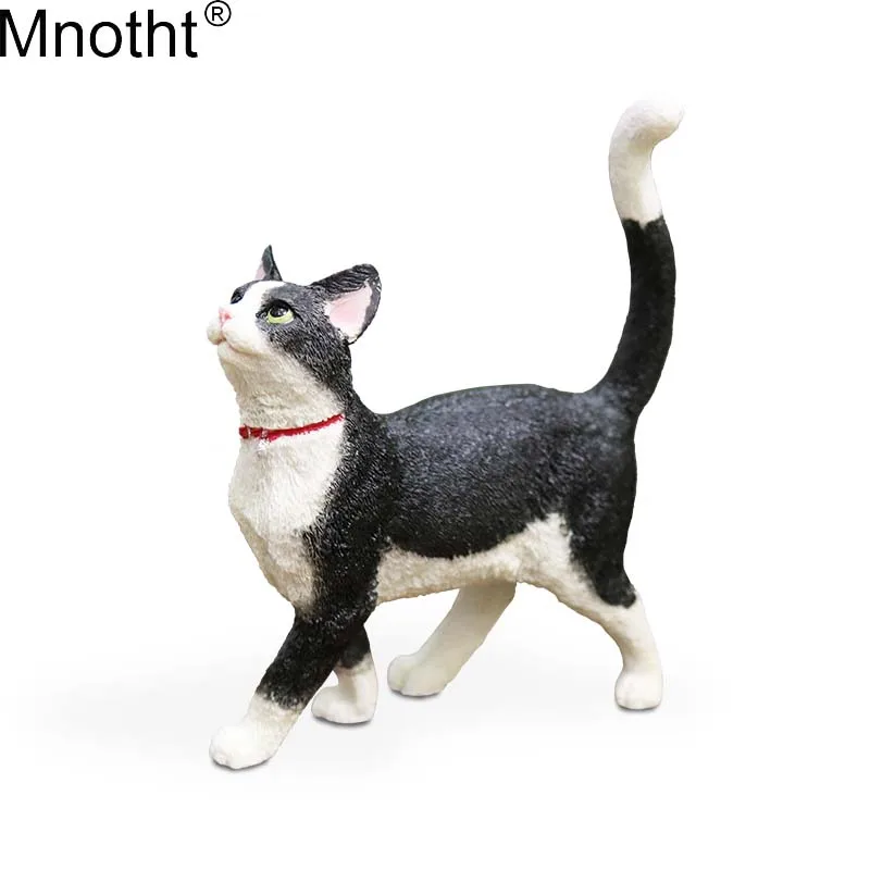 Mnotht 1/6 Черный Белый Кот модель корова кошка мини игрушки милые животные