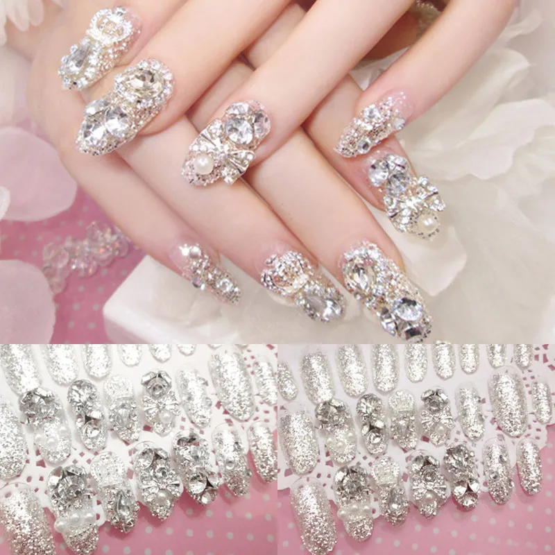 Высокое качество 24 шт 3D Bling Nail Patch Art блестящие украшения Жемчужный декор для