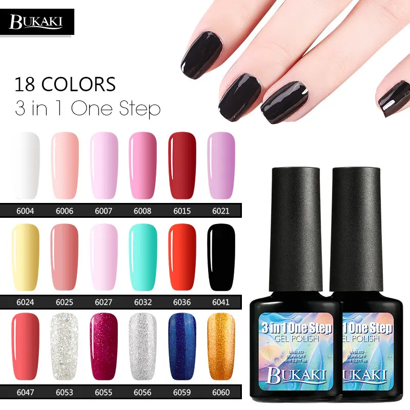 Bukaki один шаг Лаки для ногтей 3 в 1 uv led soak off длительный гель Дизайн комплект