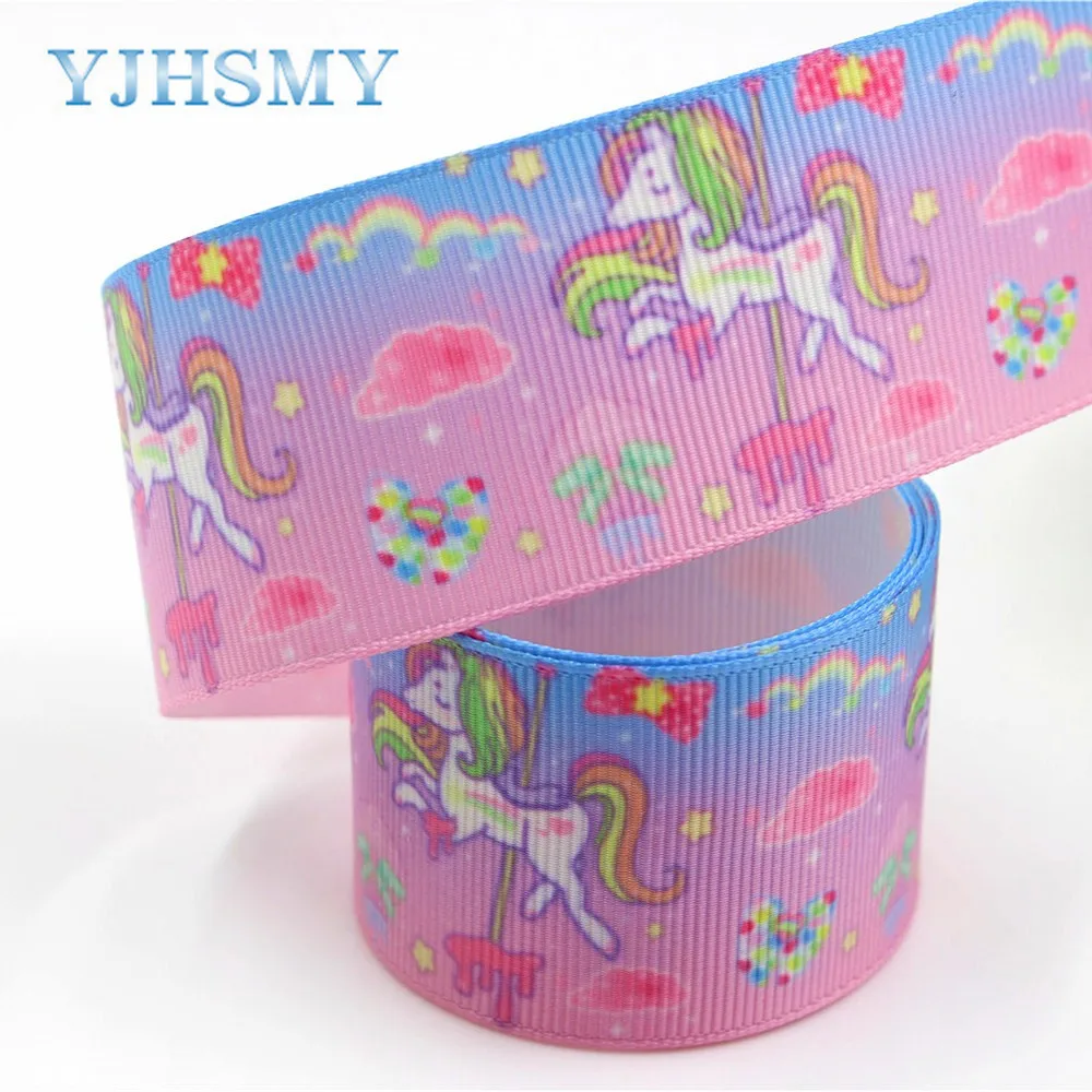 YJHSMY 1712273 38 мм 10 ярдов Мультяшные ленты термопечать grosgrain Свадебные аксессуары DIY