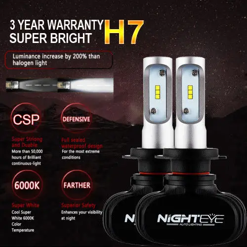 Nighteye Led H7 8000LM 50W 6500K Автомобильные светодиодные фары s белые Противотуманные 9005 HB3