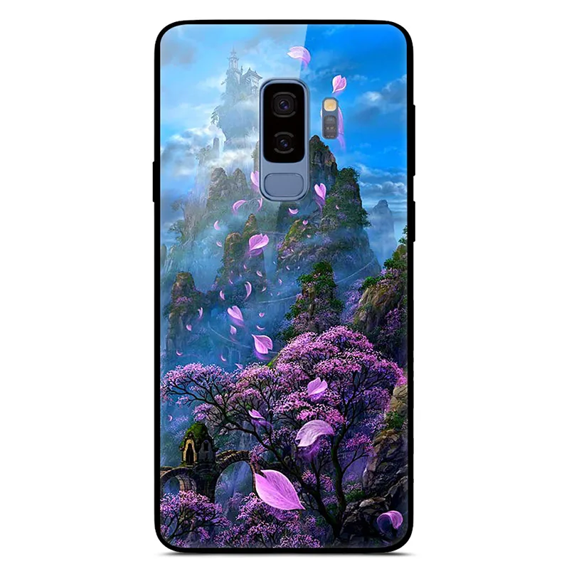 7 Чехол для samsung S9 блестящий чехол Стекло жесткая задняя крышка корпуса для samsung Galaxy S9 плюс чехол мягкий TPU бампер S9+ S9Plus Hoesjes - Цвет: 7