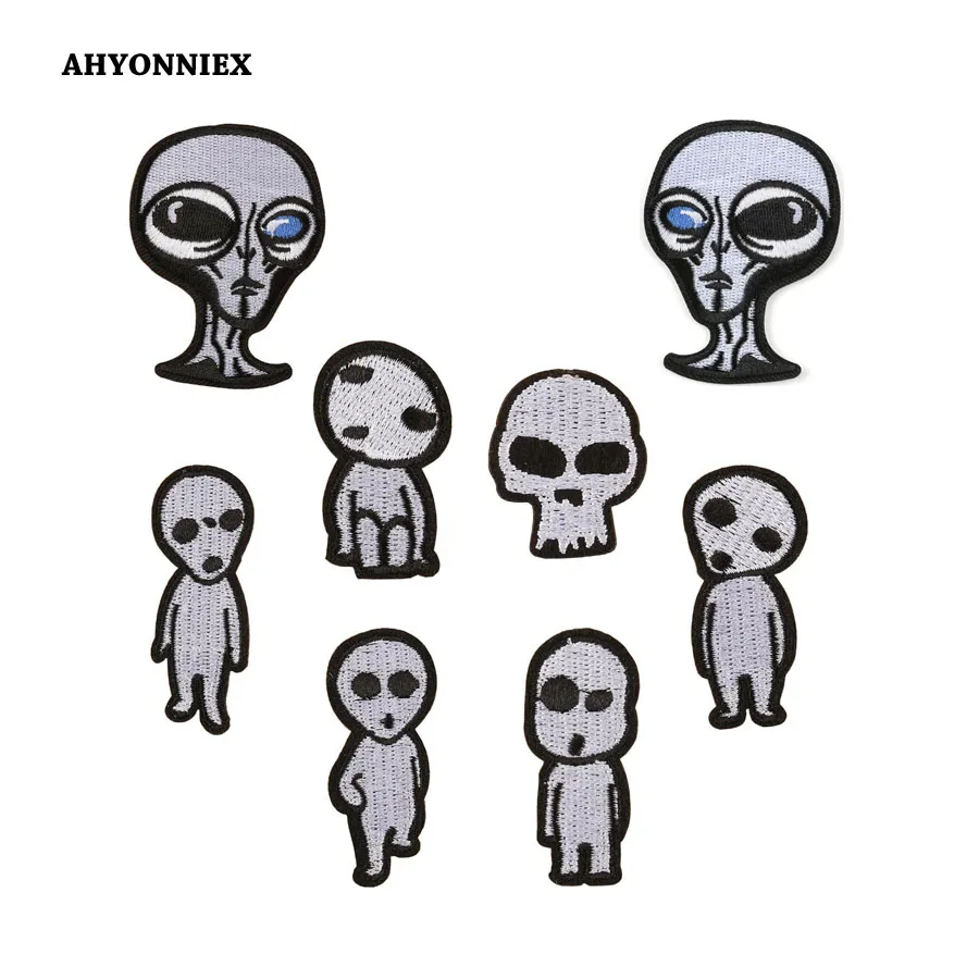 10 шт., черно-белые нашивки с вышивкой черепа 10 шт., черно-белые нашивки с вышивкой черепа