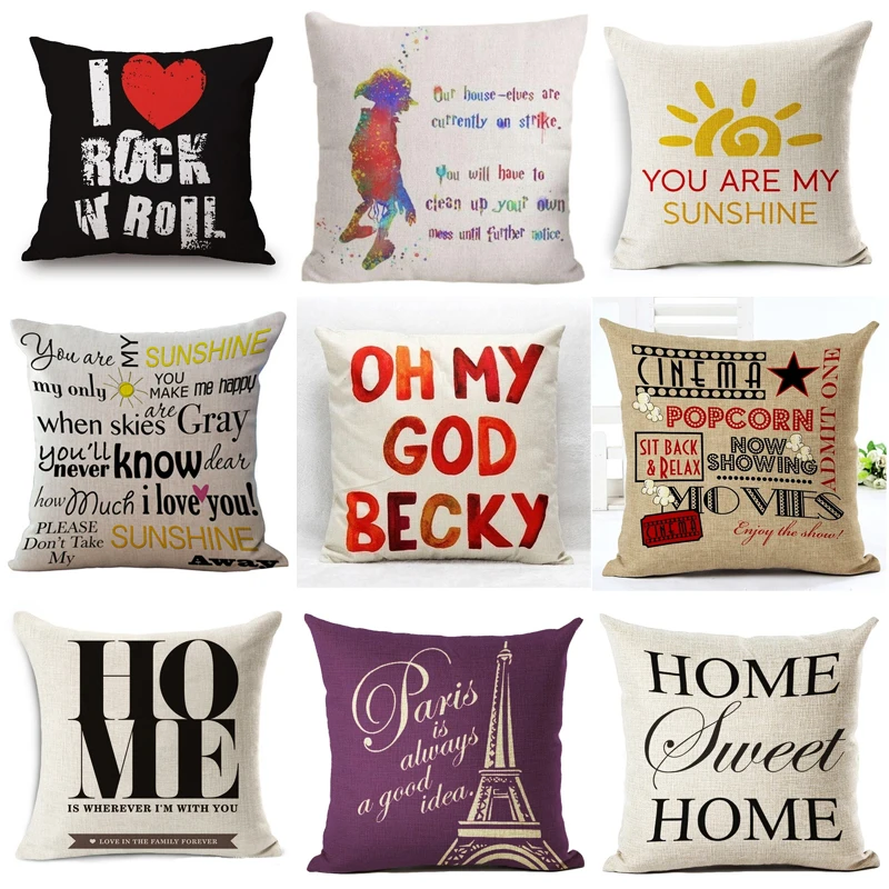 

2019 Home Sweet Pillow Case Cotton Linen Sunshine Love Letters Cushion Bedroom Pillow Cover Pillowcases