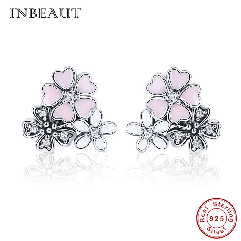 INBEAUT, женские трендовые серьги-гвоздики, 925 пробы, серебряные, цветные, крылья мечты, единорог, милый кот, медведь, серьги с лапами, подарок на день рождения - Окраска металла: p400