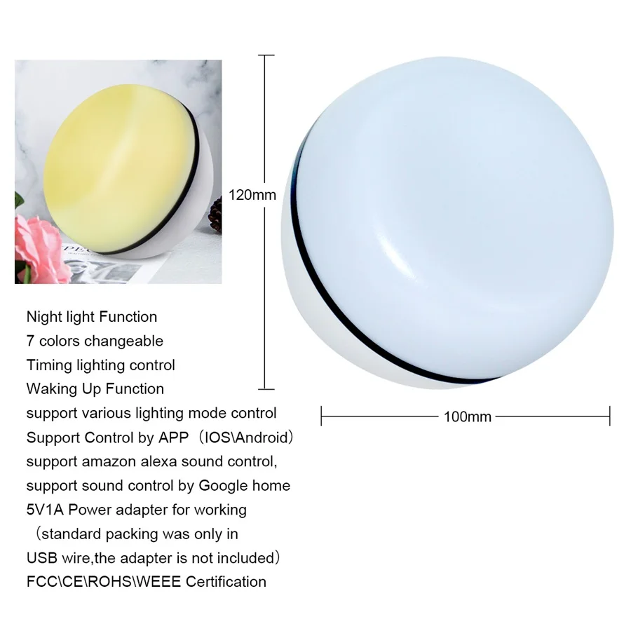 Смарт-настольная лампа Wi-Fi Управление светодиодный Ночной светильник 7 цветов