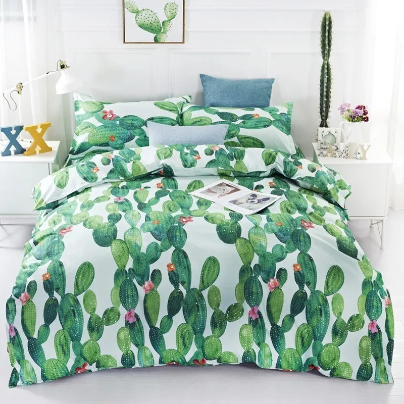 2/3 шт. Зеленый Растительный кактус Комплект постельного белья пододеяльник Набор
