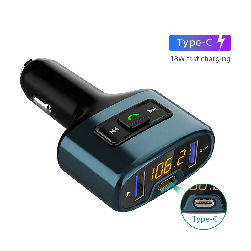 Автомобильные аксессуары VANJEW C52 с Bluetooth-передатчиком FM, плеером Mp3, быстрой зарядкой TYPE-C, аудио и двумя USB.