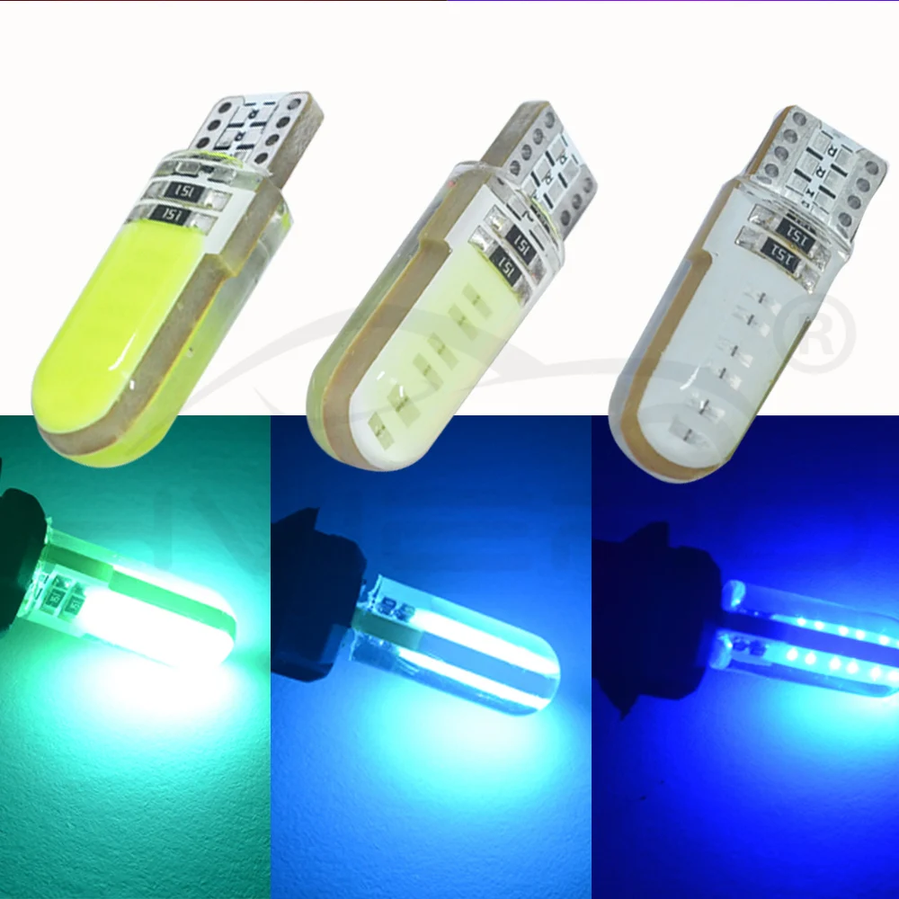 T10 W5W Белый Красный COB LED Silicagel водонепроницаемый 194 147 501 клиновидный светодиодный автомобильный габаритный фонарь для чтения, купольная лампа, автомобильная парковочная лампа, DC 12 В