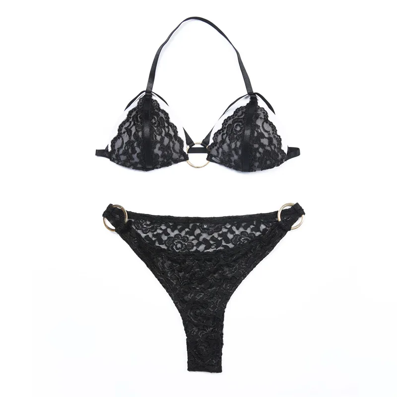 MILLYN вышивка тонкий черный кружевной комплект нижнего белья бюстгальтер черные