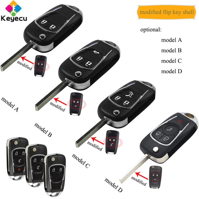 KEYECU Модифицированная откидная оболочка ключа дистанционного управления с 2/3/4