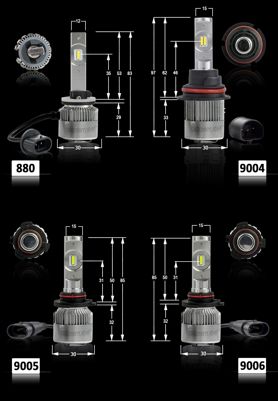 CARCTR светодиодный фар автомобиля H7 H4 H11/H8 H1 9005/HB3 9006/HB4 50 Вт 7600Lm/пара вентилятор Turbo CSP фары 12V огни R2