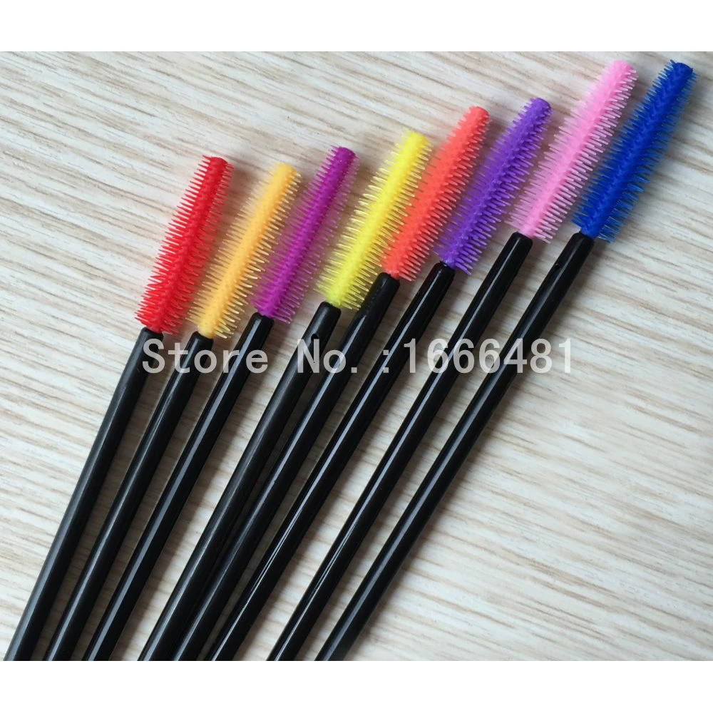 

500pcs/lot Multi-color Disposable Eyelash Extension Mascara Silicone Brush Wands Applicator Makeup Cosmetic Tool Free Shipping
