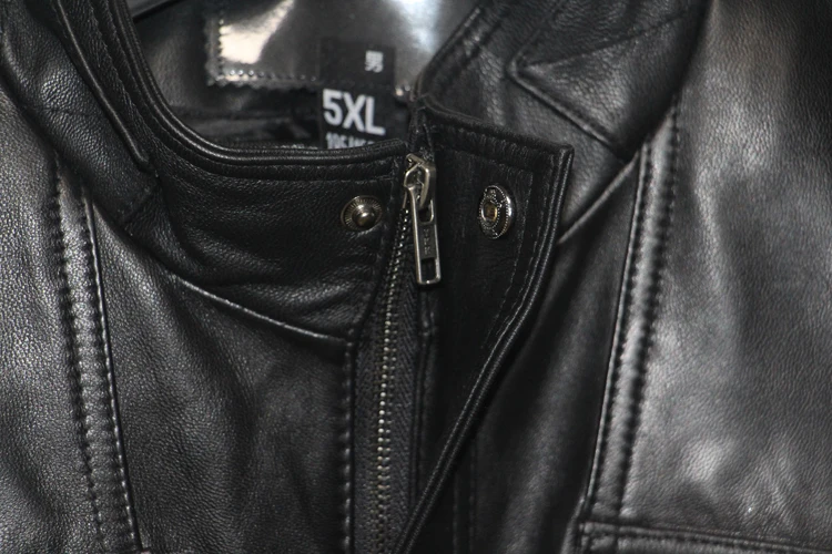Free shipping.Plus size Brand classic pockets goatskin slim Jacket,men's genuine Leather safari style jacket.warm Detachable