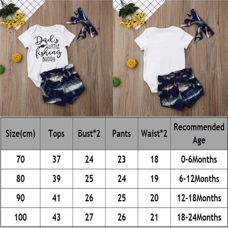 

Baby Sets Pretty Kids Baby Girl Clothes Sets Letter Rompers Tops Shorts Headband Outfits Summer Casual Baby Clothing 0-2Y