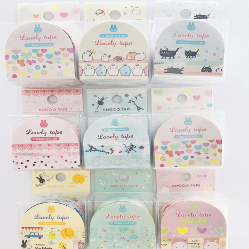 2pcs/pack Lovely Cartoon Washi Tape DIY Decorative Color Paper Adhesive Tape Papelaria Label Masking Sticker Tape