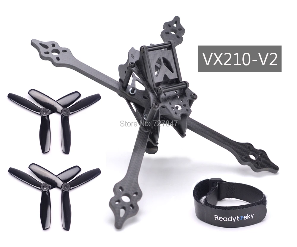 VX210-V2 VX210 210mm Carbon Fiber Frame + 5045 3 Blade Propeller battery belt for Mini Four Axis Multi FPV Indoor Racing Drone | Игрушки и