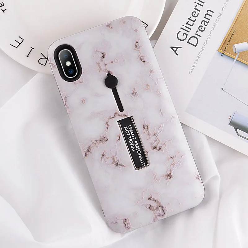 Мраморный чехол USLION для iPhone 11 Pro Max XR XS Max, скрытый держатель-подставка с кольцом, чехол для телефона s для iPhone X 8 7 6 6s Plus, жесткий чехол из поликарбоната - Цвет: 7451