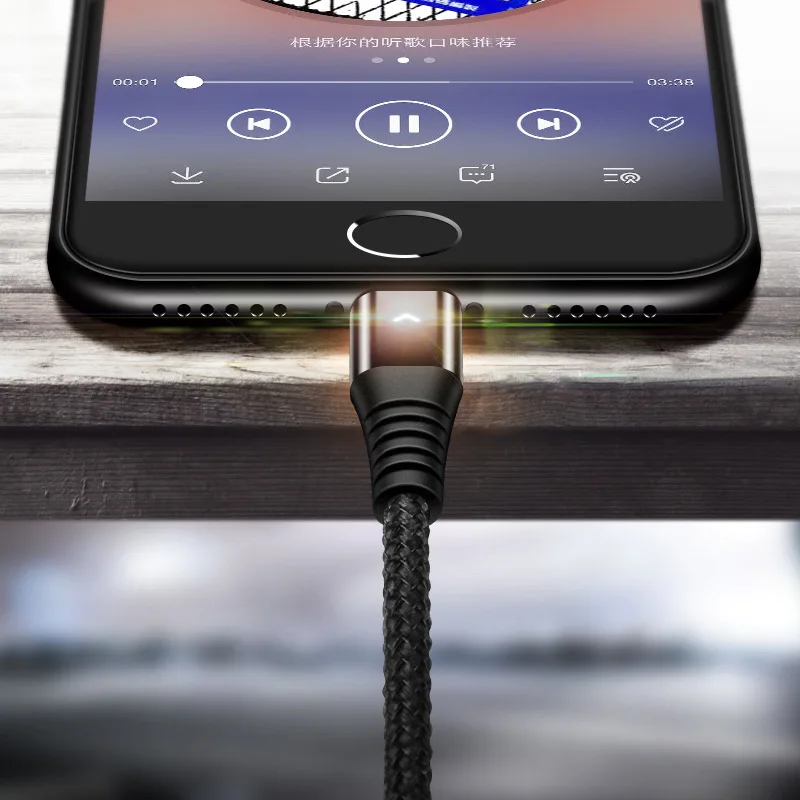 USB кабель в нейлоновой оплётке со светодиодной подсветкой 2 4 А|Зарядные