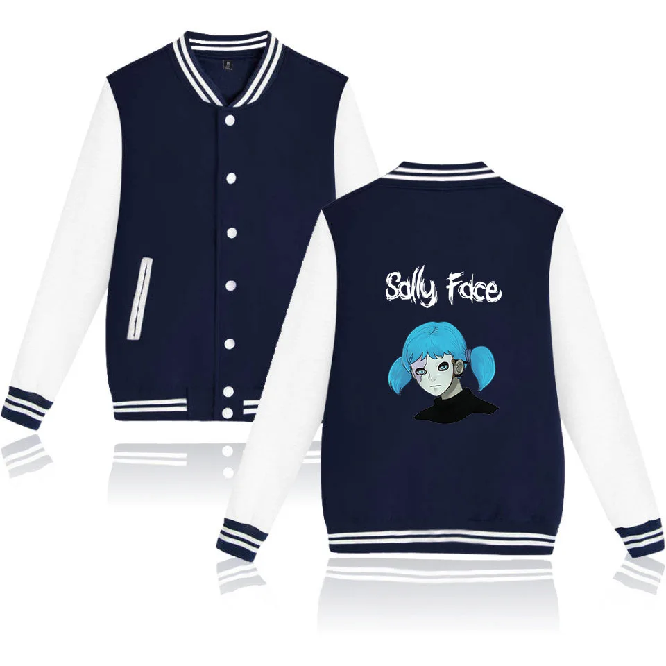 NAVY BLUE JACKET XXS-XXXXL, бейсбольная куртка для игры sally face, унисекс, толстовки, Толстовка sally face eyes, маскарадные костюмы, куртка, пальто размера плюс - Цвет: NAVY BLUE JACKET