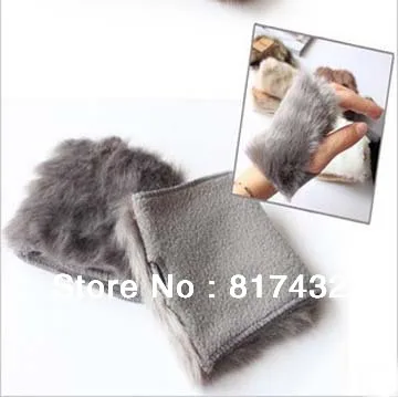 5pairs/lot 2013 fashion Imitation rabbit fur decorated gloves women's fingerless keyboard whole Free shipping | Аксессуары для