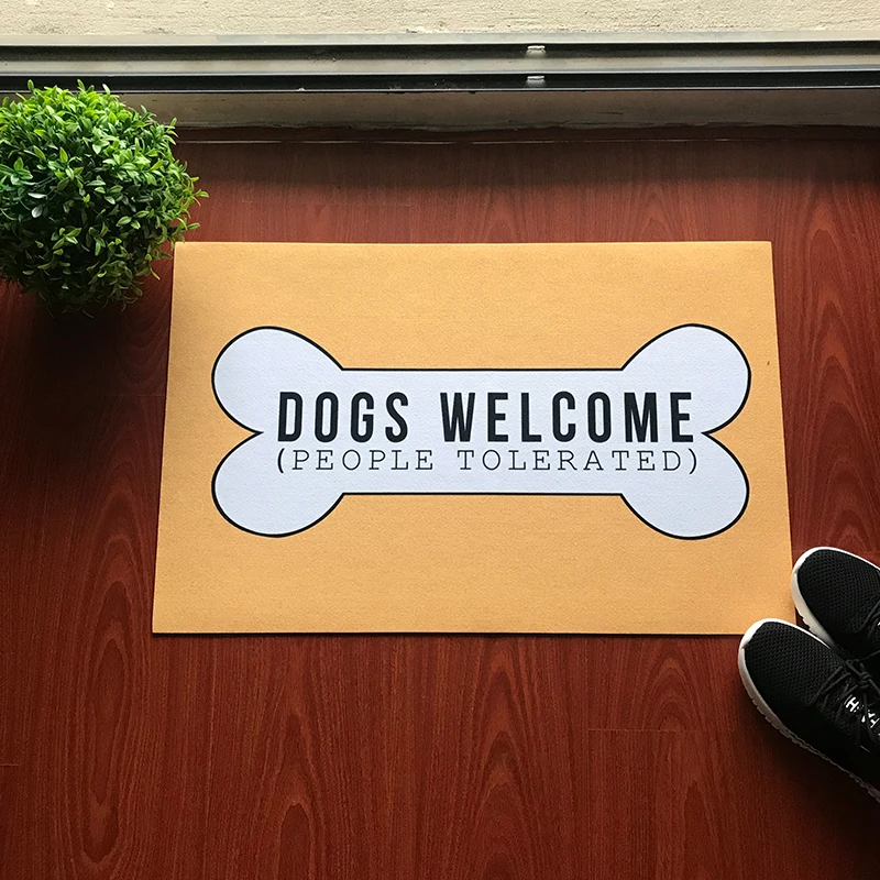 Funny Doormat - Dogs Welcome People Tolerated Entrance Mat Indoor Outdoor Non-woven Fabric Top | Дом и сад