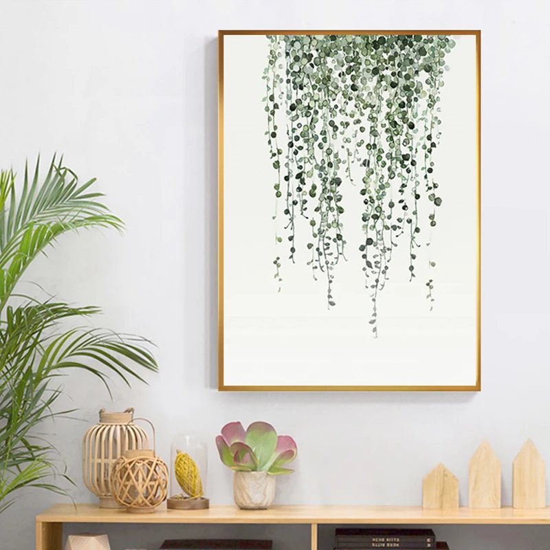 Nordic Стиль зеленый лист украшение кактус Завод холст картины Wall Art Для Гостиная