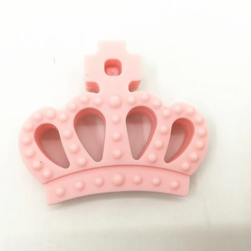 baby pink Силиконовая Корона бусина для соски-прорезывателя-силиконовая Детская Подвеска «Зуб» Игрушки-принцесса подвеска в форме короны Прорезыватель-прорезыватель Игрушка поводок для девочки - Цвет: baby pink