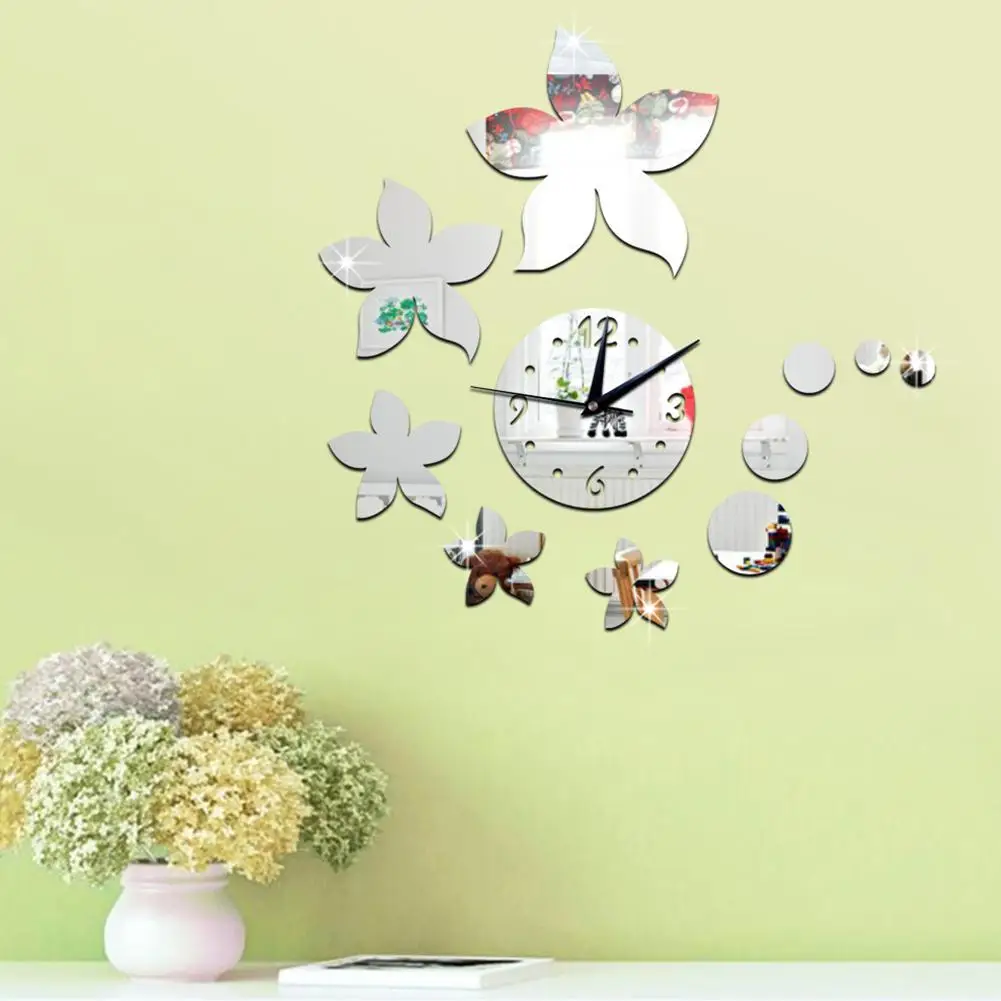 DIY настенные часы наклейки на стену bauhinia зеркальные Экологические акриловые