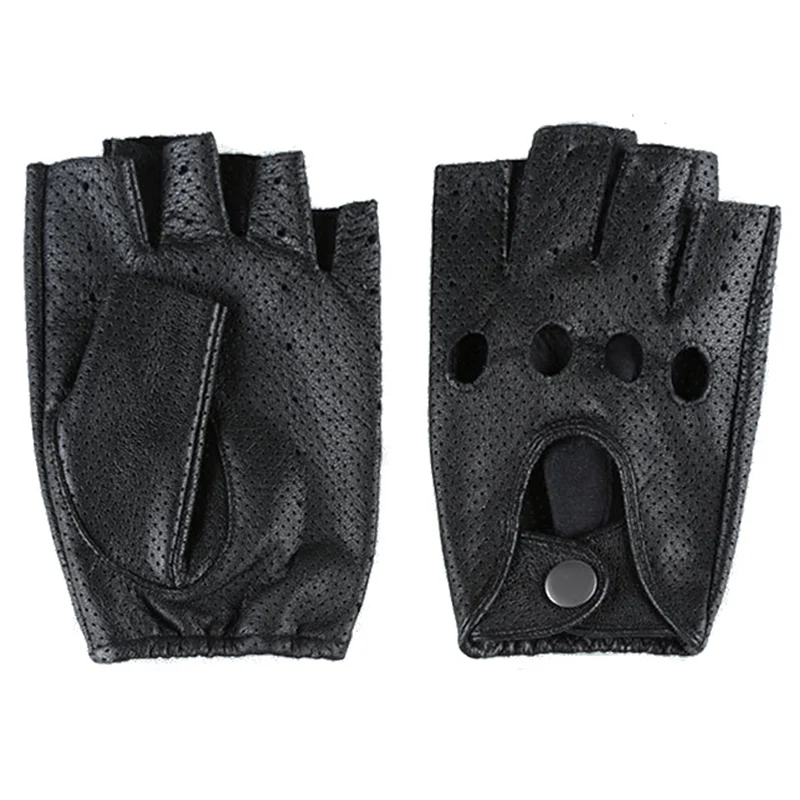 Перчатки из натуральной кожи для мужчин и женщин дышащие митенки с полупальцами