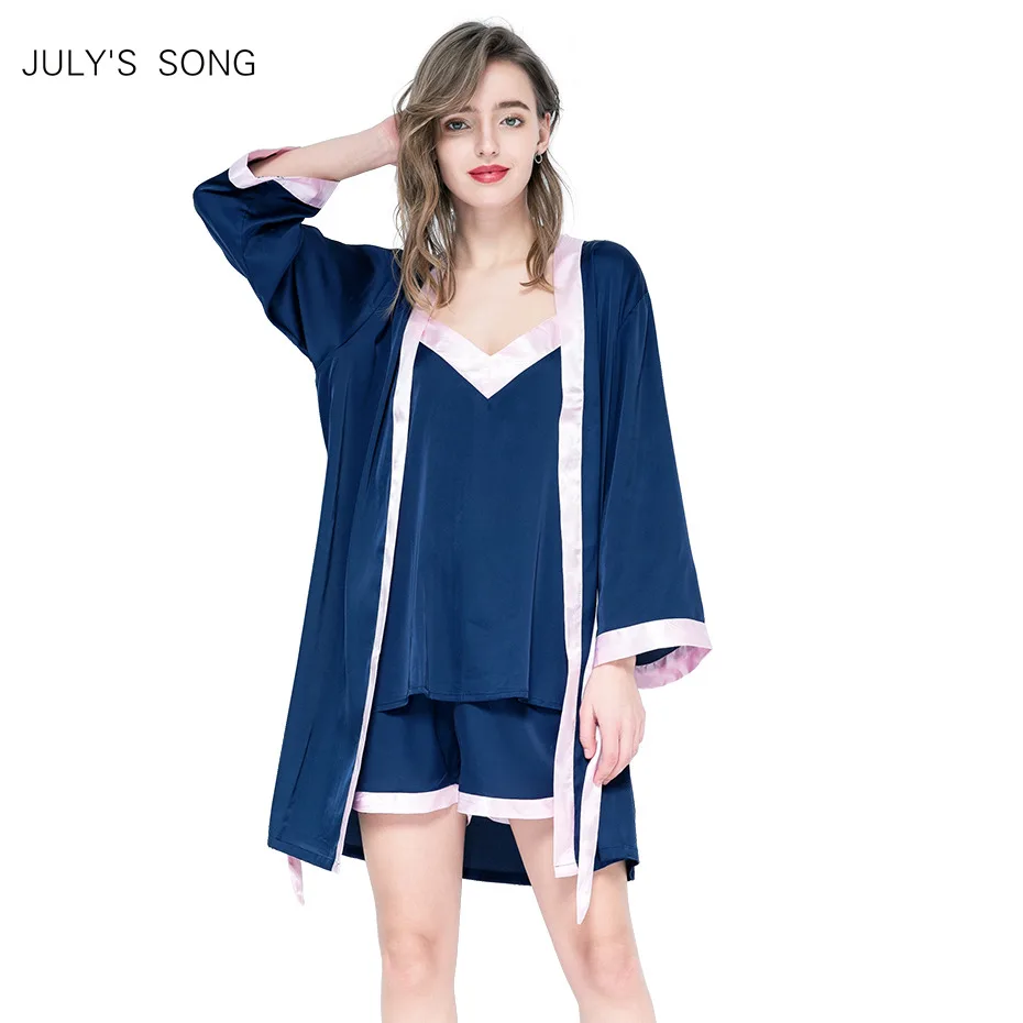JULY'S SONG, комплект из 2 предметов, сексуальный кружевной халат и платье, женский Шелковый пижамный комплект, платье для сна, халат, красная Свадебная Пижама невесты с поясом