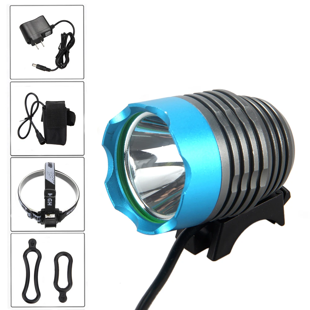 5000Lumens XM-L T6 LED Bike Lamp Front Bicycle light Cycling Headlamp Head Torch with Rechargeable Batterry Pack +Rear Light | Спорт и