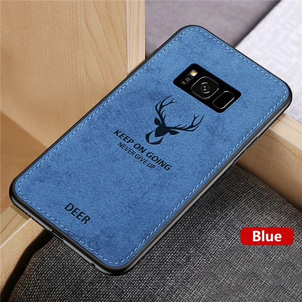 Blue Чехол для samsung Galaxy S9 S8 с объемной текстурой оленя из мягкого ТПУ на магните, чехол со встроенной магнитной пластиной для S10 S9 S8 Plus E - Цвет: Blue