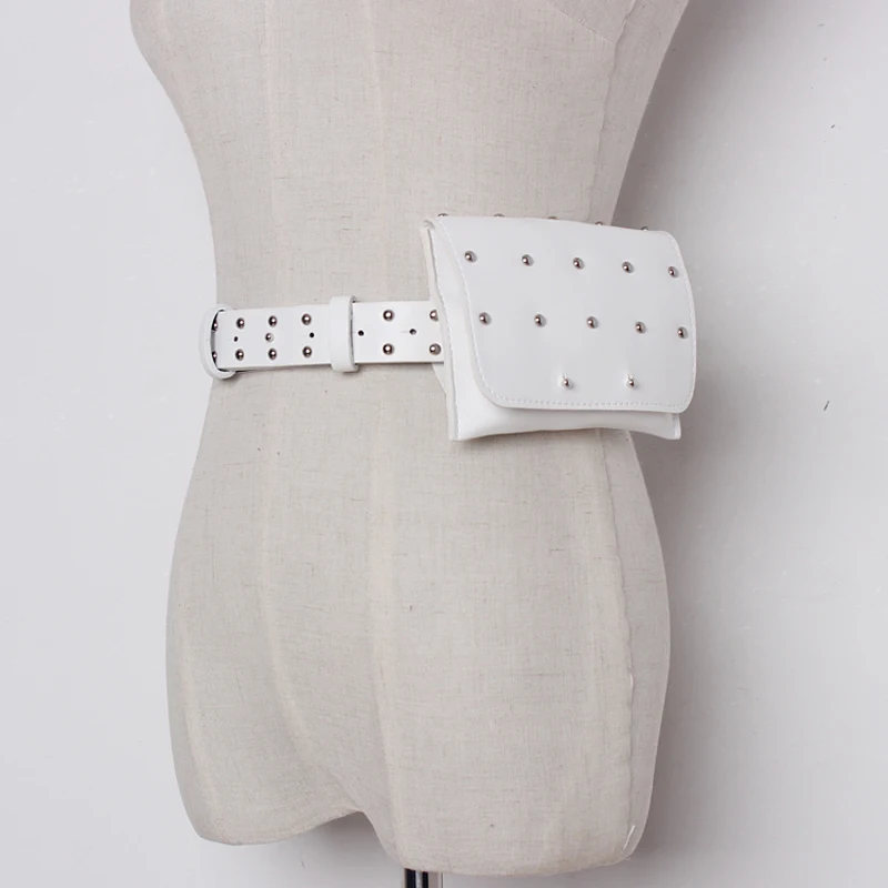 Mihaivina new brand women leather waist bag fashion small belt handbag with revit phone bags | Багаж и сумки